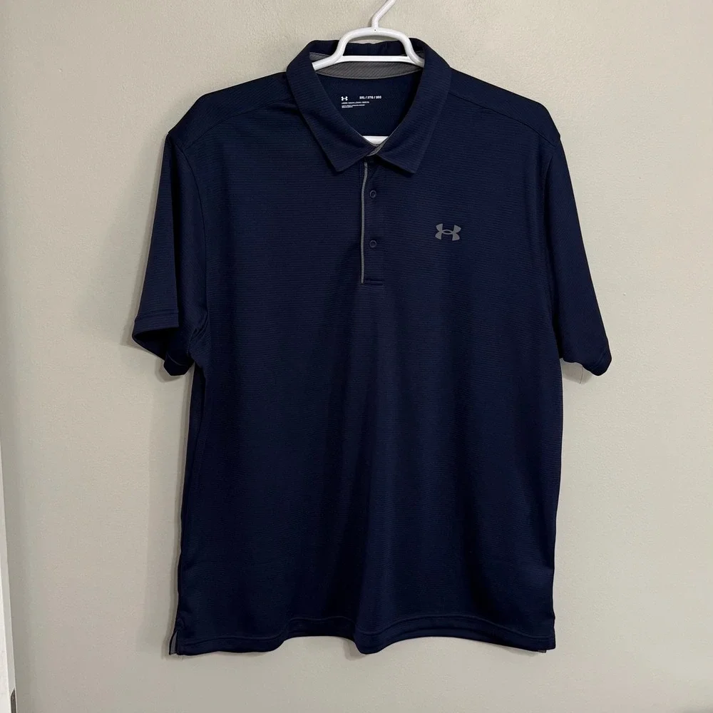 Under Armour Mens 3XL Navy Blue Performance Short Sleeve Golf Polo Shirt